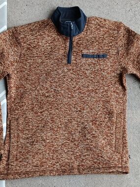 Men's Eddie Bauer Burnt Orange Quarter-Zip Sweater with Contrast Collar